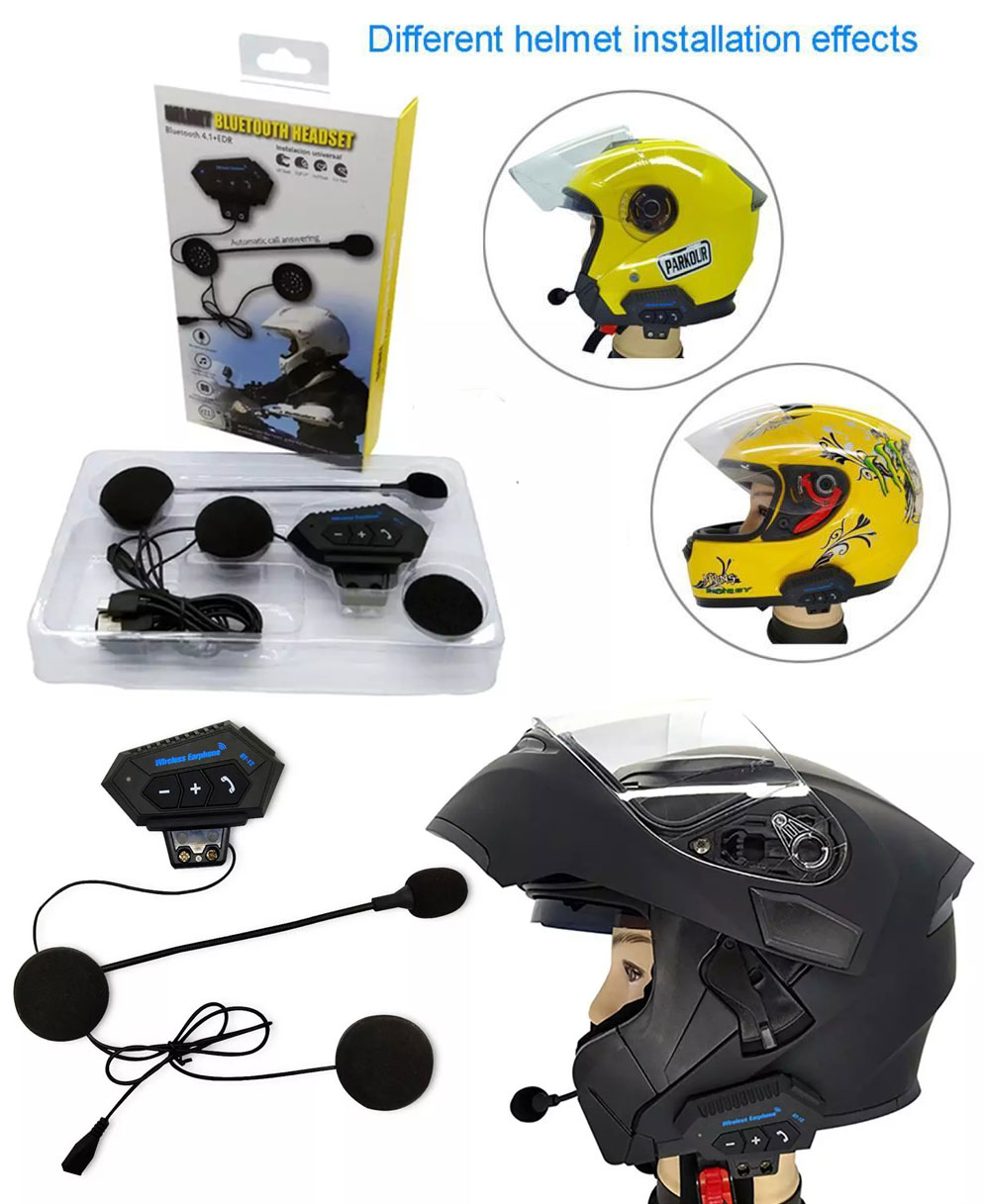 Casque moto casque sans fil Bluetooth V4.2 Ecouteur avec réduction du bruit