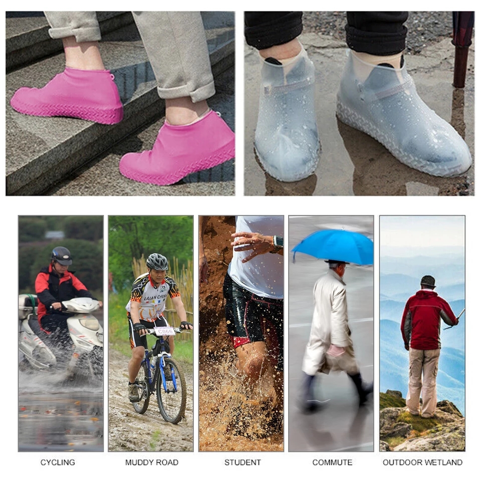 WKRTDY Protège-Chaussures Étanches en Silicone pour Homme et Femme,  Réutilisables, Légers et Antidérapants, Pour les Jours de Pluie, Couvre- Chaussures Imperméables : : Mode