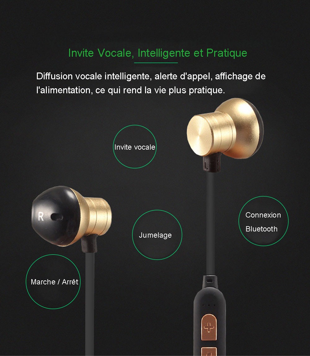 Ecouteurs Intra-Auriculaires M12 - Bluetooth Sans Fil en Métal Magnétique - Beloccasion Maroc