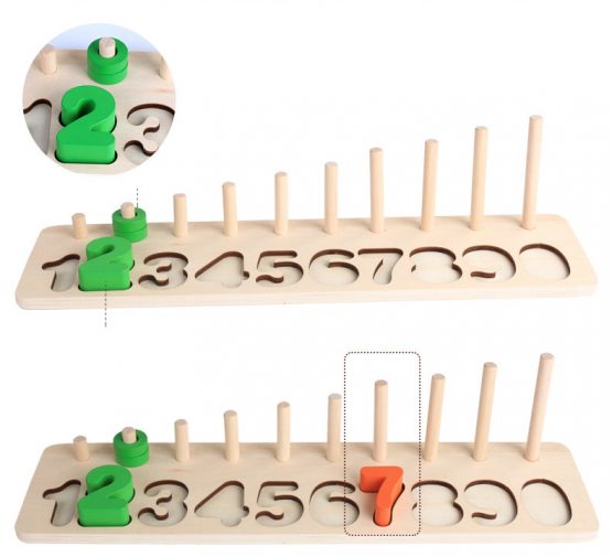 Jeu de Plateau d'apprentissage des chiffres en bois - Montessori