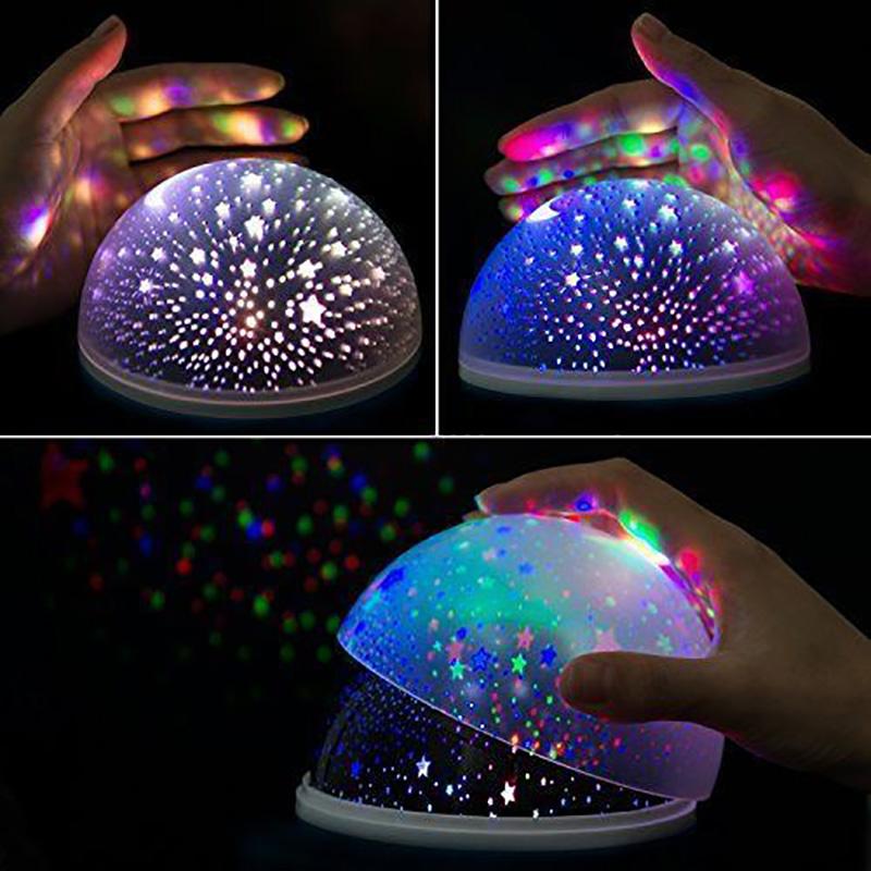 Lampe Projection Nuit Étoilée Rotative 4 LED Boule Ciel Veilleuse Enfant