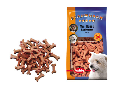 Snack chi en biscuits Mini Bones Saumon 200g - friandise cuite au four - Plusieurs saveurs différentes - Faible teneur en matiere grasse - Sain et vitaminé - Idéal pour l'éducation du chien - 200g beloccasion maroc