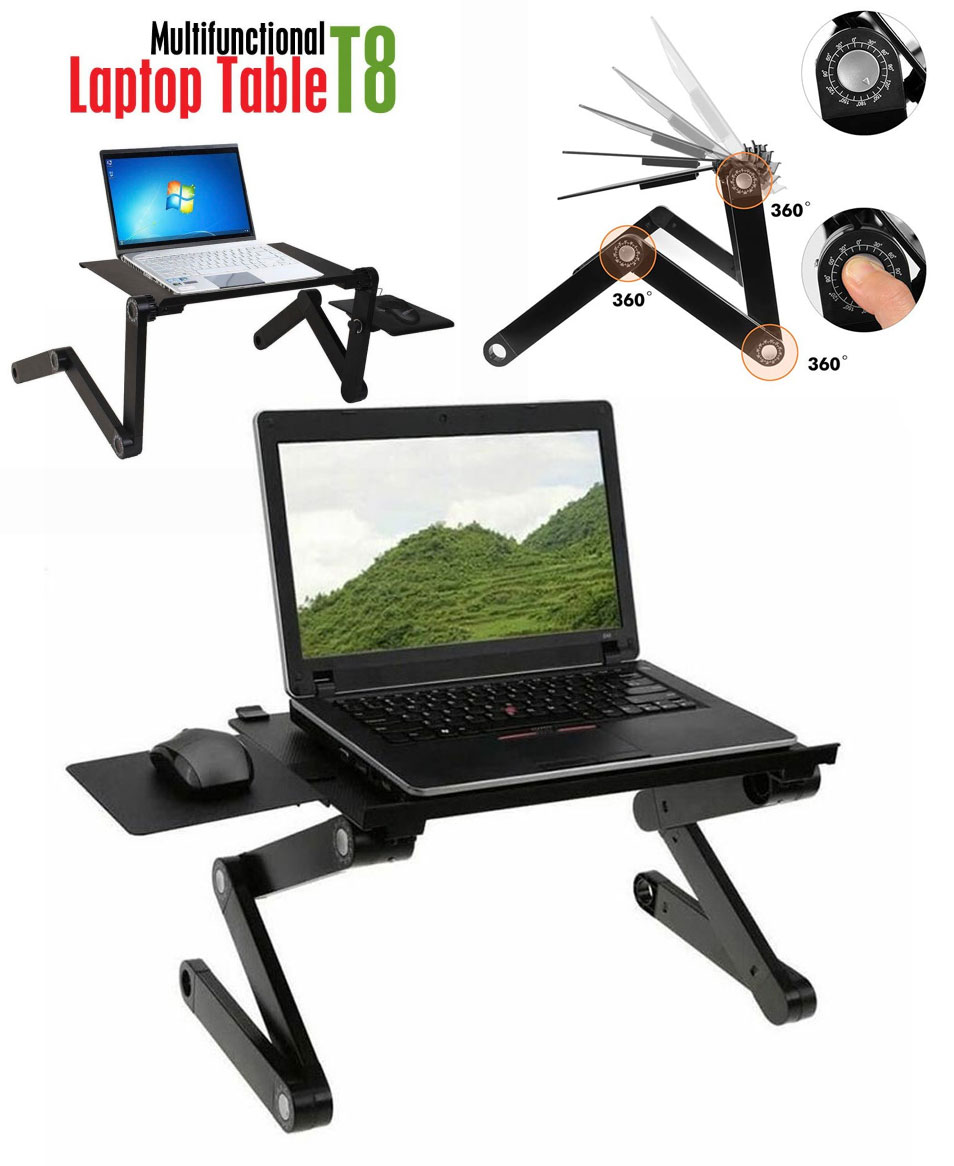 Support PC Table Ordinateur Portable Tablette, Table de Lit Pliable, Laptop  Stand à rotation à 360 Degrés Réglable