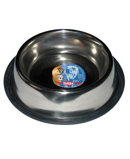 Gamelle Mangeoire Inox Antidérapante en caoutchouc 2,8 L ( 25 - 33,5 cm) pour chien