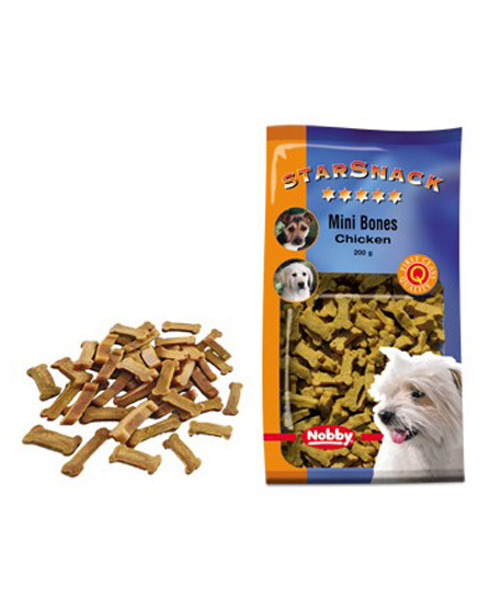 Snack chien biscuits Mini Bones Poulet 200g - Nobby