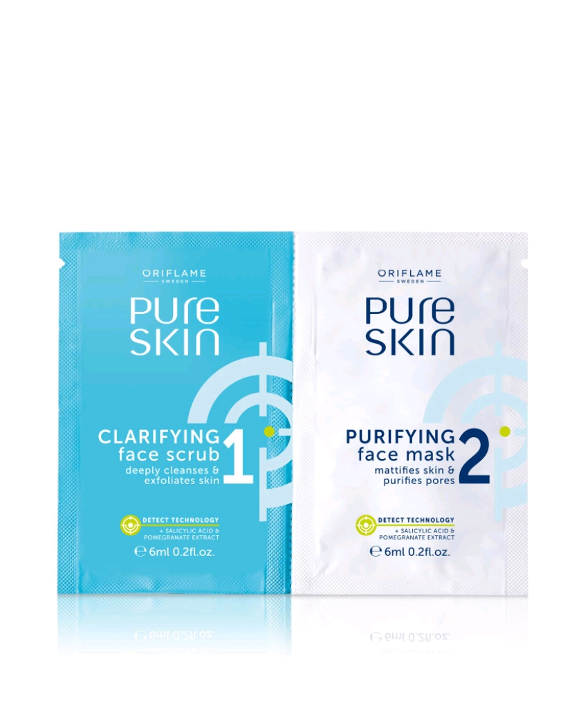 Gommage Clarifiant et Masque Purifiant pour le Visage Pure Skin 12ml - Oriflame