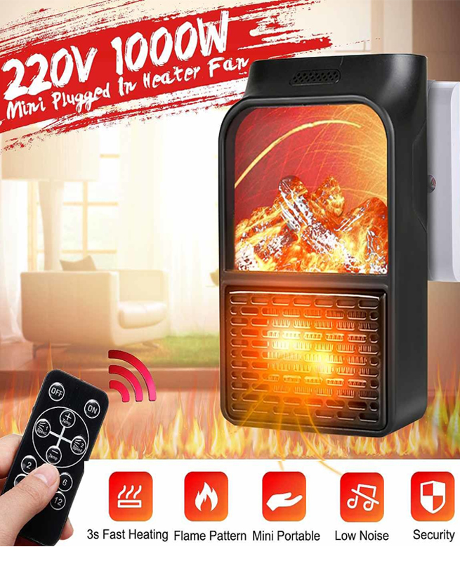 Appareil de Chauffage portatif de Table Mini Appareil de Chauffage de cuisinière à cheminée électrique avec Effet de Flamme de feu 