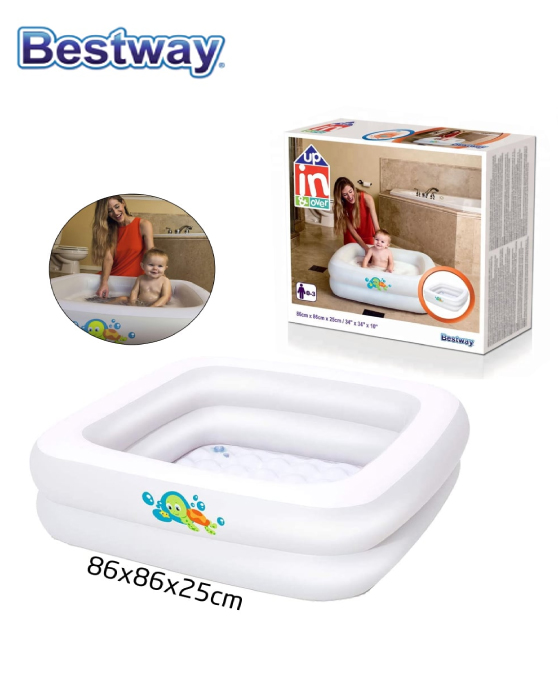 Baignoire gonflable carrée pour bébé Fluo 86 x 86 x 25 cm - Bestway 