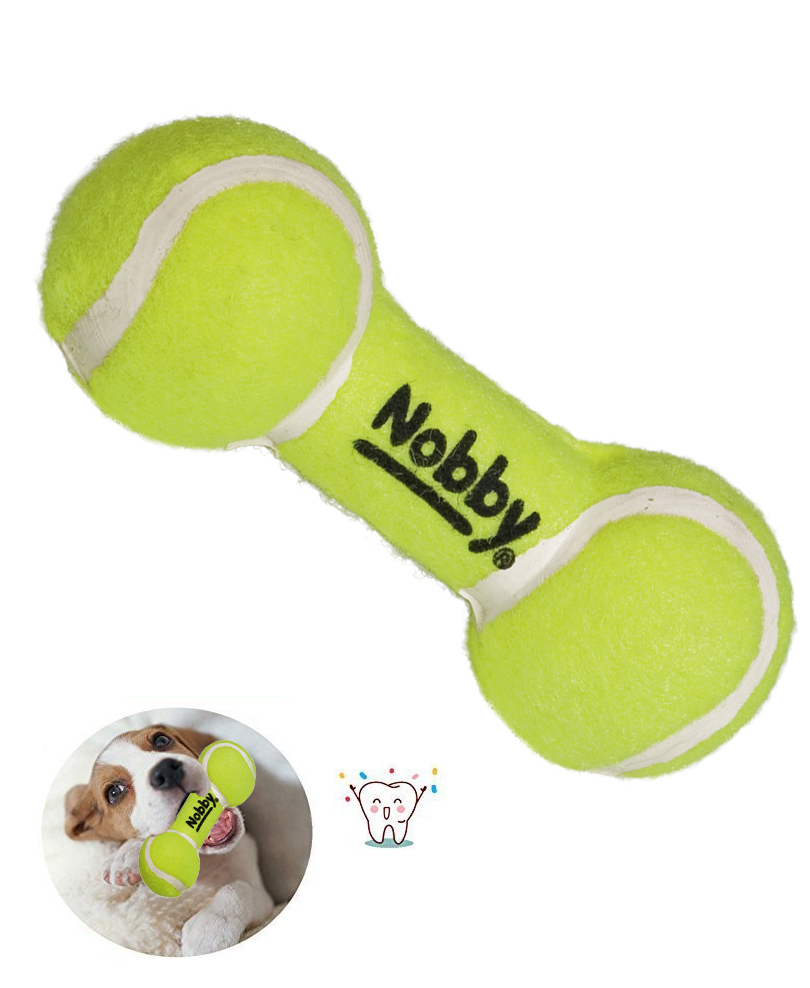 Jouet Chien Haltère avec 2 balles de tennis 13,5 cm - Nobby