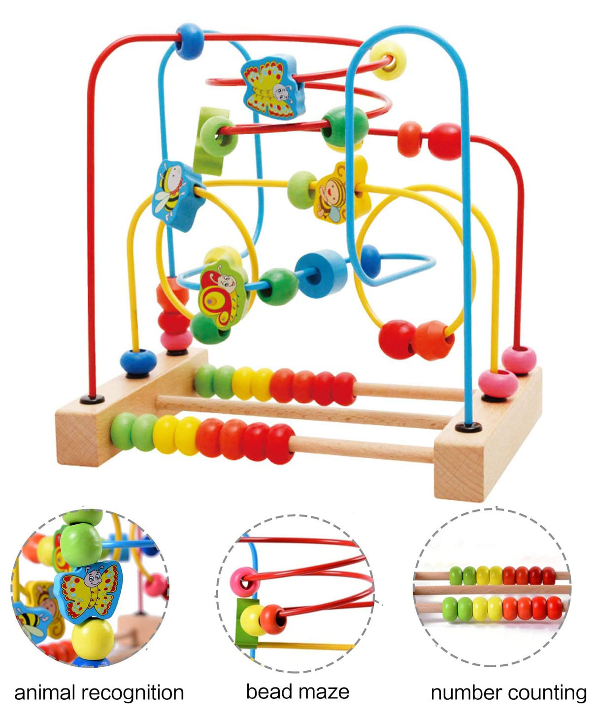 Jeu de labyrinthe des perles, abeilles et papillons à tirer pour garçon et fille - Montessori