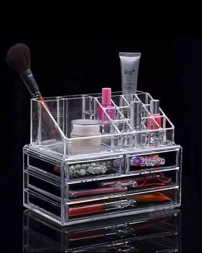 Boîte de rangement maquillage transparente