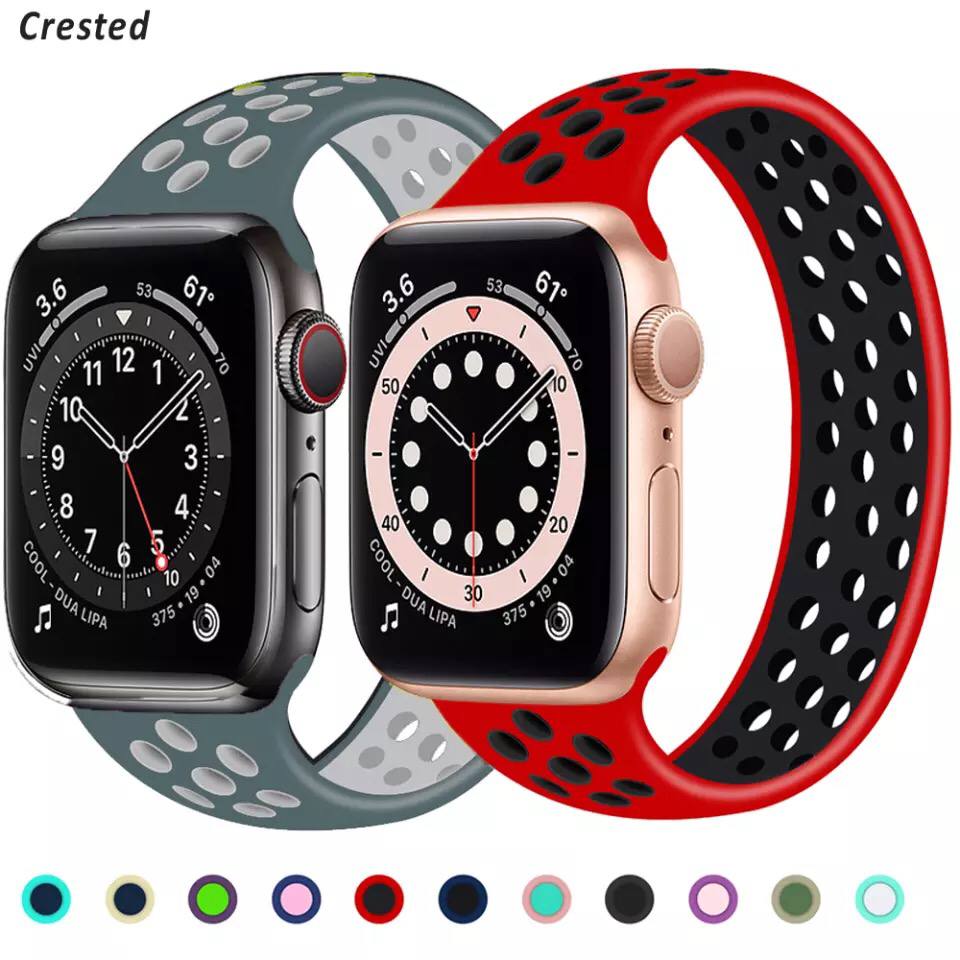 Bracelet apple Watch élastique en Silicone respirant,Boucle Solo 42mm/44mm