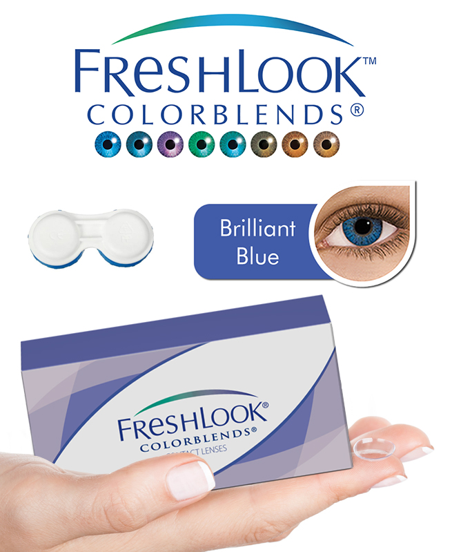 Pack Freshlook Colorblends (avec corrections) - Bleu Brillant + Aqua Lens 120ml