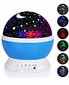 Lampe Projection Nuit Étoilée Rotative 4 LED Boule Ciel Veilleuse Enfant