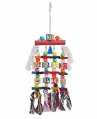 Jouet Multicolore bois, cordes et clochettes pour Perroquet 50 cm - Vadigran