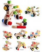 Kit de construction véhicules à visser Jouet Educatif en Bois - Montessori