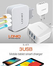 Chargeur LDNIO Adaptateur DL-AC70 Surpuissant Chargeur 3 Ports USB