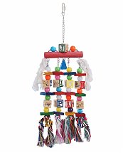 Jouet Multicolore bois, cordes et clochettes pour Perroquet 50 cm - Vadigran