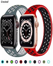 Bracelet apple Watch élastique en Silicone respirant,Boucle Solo 42mm/44mm