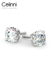 Boucles d'Oreilles Diamants Or Blanc 800/1000 0.50 Carat