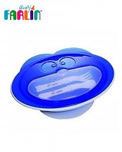 Assiette bleu smily avec couvert